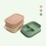 No-Tox Silicone Bento Lunch Box - 3 Compartments - Confetti Olive (715ml) - Image 2