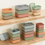 No-Tox Silicone Bento Lunch Box - 3 Compartments - Confetti Olive (715ml) - Image 5