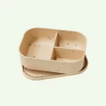 No-Tox Silicone Bento Lunch Box - 3 Compartments - Confetti Beige (715ml)