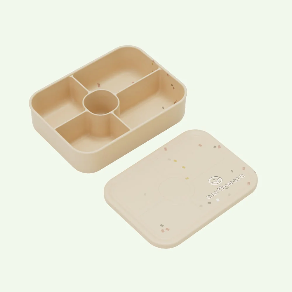 69A60AFB-24D7-E1A4-704F-C92E55F33056.webp No-Tox Silicone Bento Lunch Box - 5 Compartments - Confetti Beige (1.2L) - Image 1
