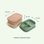 No-Tox Silicone Bento Lunch Box - 3 Compartments - Confetti Olive (715ml) - Image 4