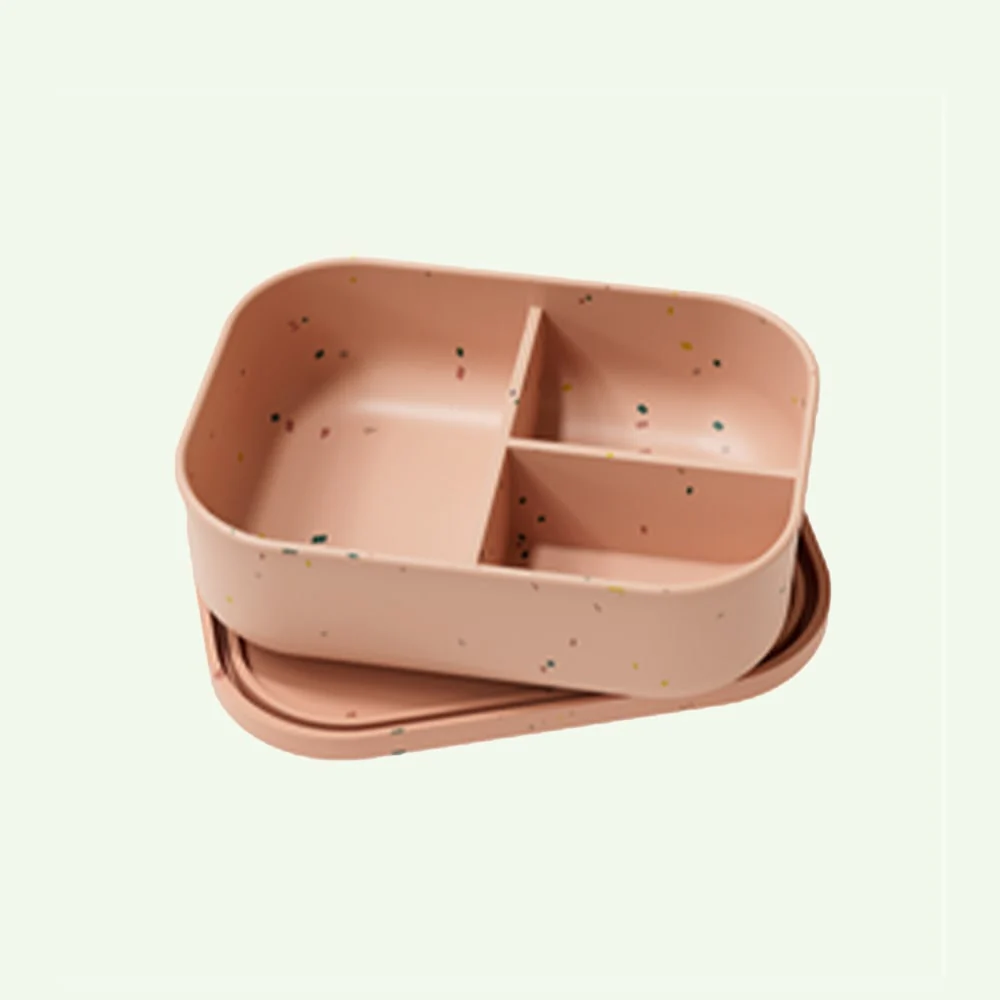 DE47F989-2E86-5CE6-A503-AEF3C914E721.webp No-Tox Silicone Bento Lunch Box - 3 Compartments - Confetti Pink (715ml) - Image 1
